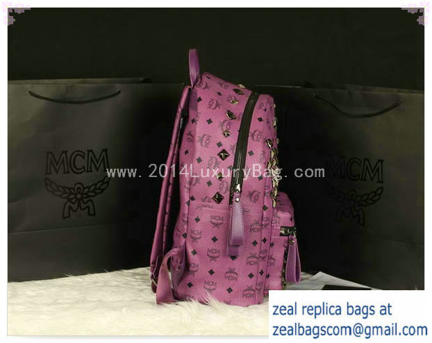 High Quality Replica MCM Stark Backpack Jumbo in Calf Leather 8100 Purple - Click Image to Close